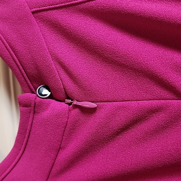 Woosea Fuschia Pink Long Maxi Dress Sleeveless Halter Deep Ruffled Side Slit LG - Picture 4 of 8